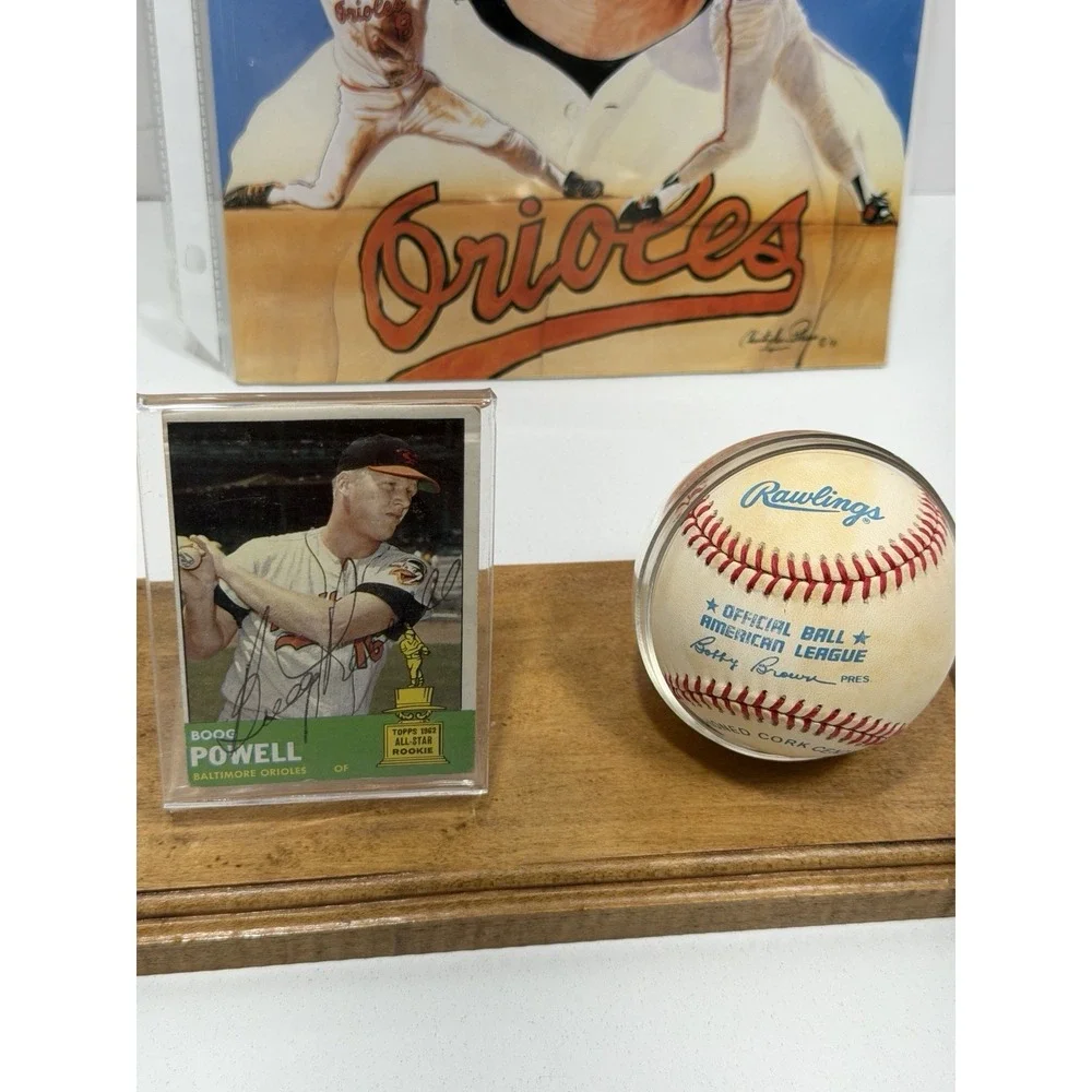 Baltimore Orioles Signed 1963 Topps Boog Powell + OAL Baseball + Mag Lot